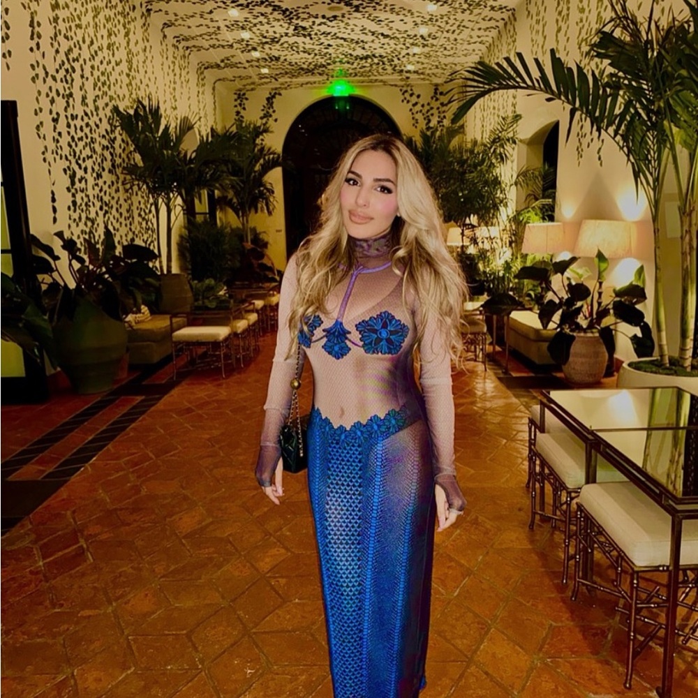 Chic Blue Mesh Dress Affirm brand comes with black slip for under